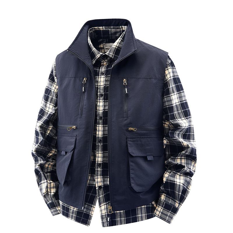 Working Multi-pocket Vest Mens Thin Outdoor Activity Fishing Vest Vest Mens Advertising Horse Clip Jacket
