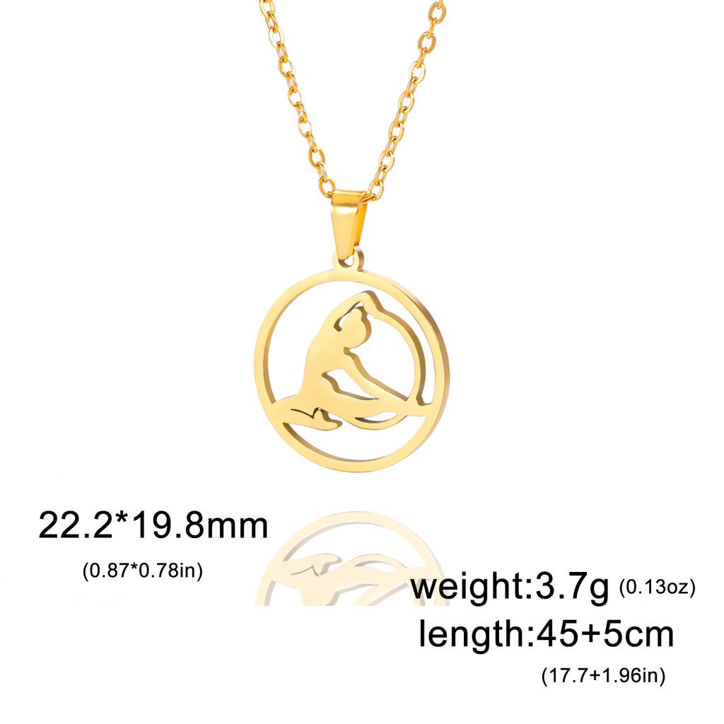 Teamer Gymnast Stainless Steel Necklace for Women Artistic Gymnastics Round Pendant Chian Choker Athlete Jewelry Birthday Gifts 4