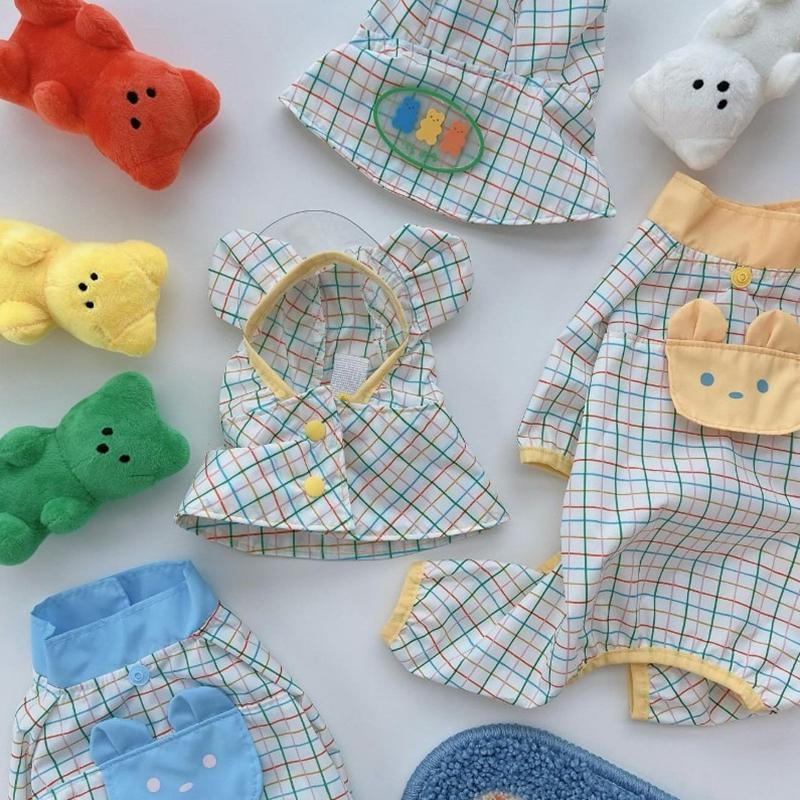 Dog Plaid Split Raincoat Small Dog Waterproof Clothes For Rainy Days Outdoor Wear Summer Teddy Four Legged Clothes