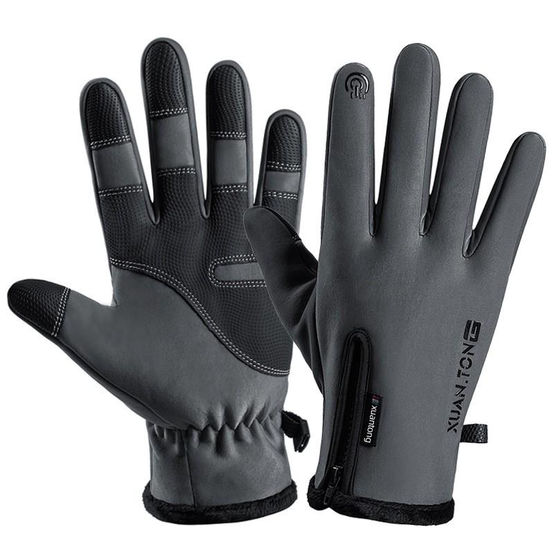 Winter Warm Waterproof Touchscreen Gloves Men Women Windproof Full Finger Zipper Fleece Outdoor Cycling Hiking Skiing