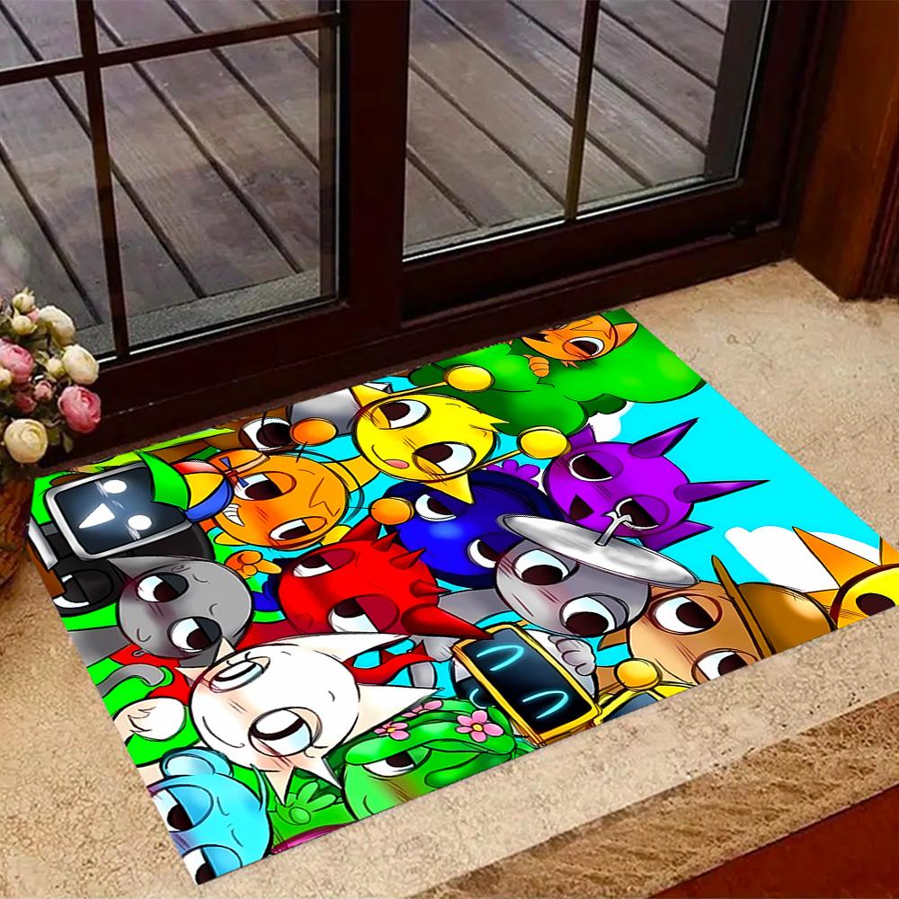 Colorful Creatures Gathering Floor Mat Perfect for Entryway Foyer Balcony Outdoor Antislip Carpet Decorate Offices Perfect Gift for Friends & Family