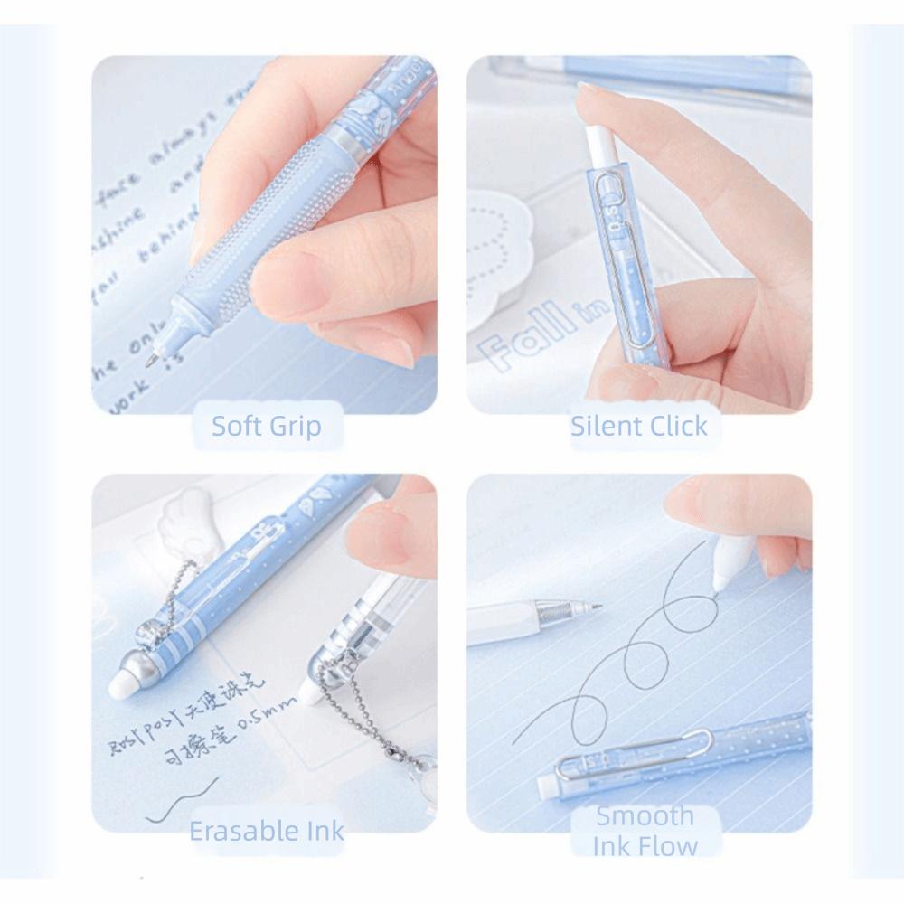 4Pcs/Set Soft Comfort Grip Pearl Angel Gel Pen Set 0.5mm Kawaii Cartoon Pens Kids