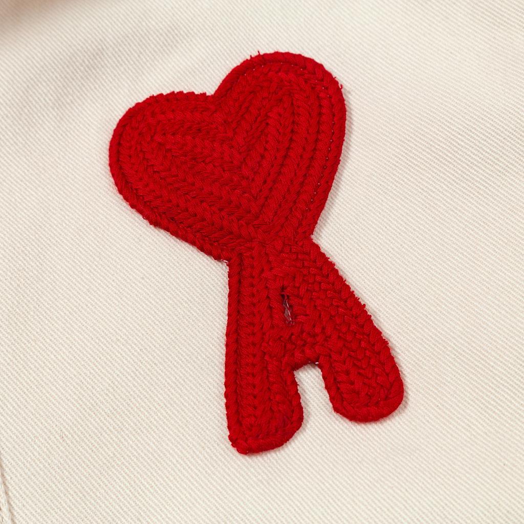 AMI Autumn and Winter Classic Heart Embroidered Casual Cotton Solid Color Long Sleeved Shirt On the Chest