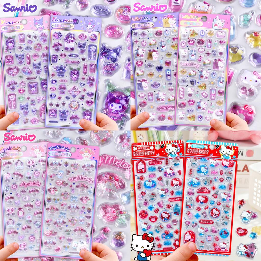 Anime Sanrio Hellokitty Kuromi Melody Stickers Cute 3D Jelly Sticker Toys Crystal Decorative Stickers Decorative Sticker DIY Toy