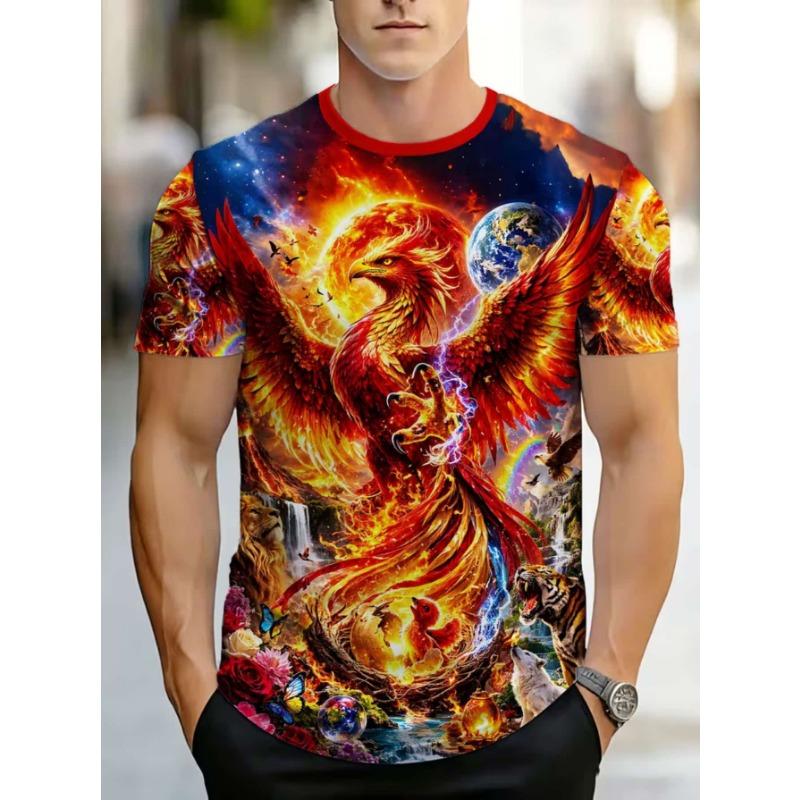 Мужская мода 3D-печать Мужская футболка Круглый вырез Короткий рукав Модный уличный стиль