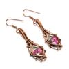 Pink Spiny Oyster 999 Copper Wire Wrapped Earrings, Handmade Gemstone Jewelry Earrings, For Memorial Day