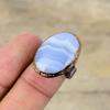 Кольцо с голубым кружевным агатом, гальванопластическое медное кольцо, регулируемые кольца, ювелирные изделия ручной работы, кольцо с драгоценным камнем, гальванопластическое медное ювелирное изделие, подарок на годовщину