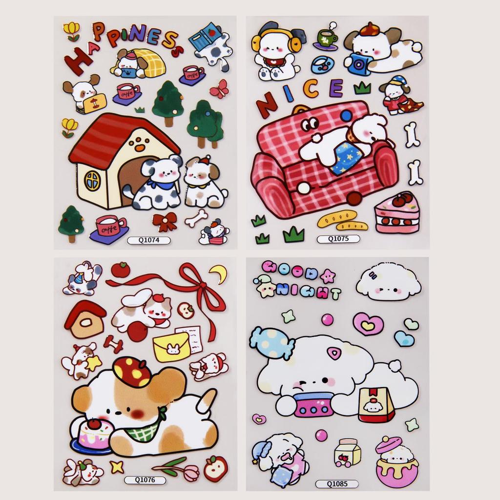 Милые мультяшные щенки, тисненые наклейки для украшения дневника и чехла для телефона