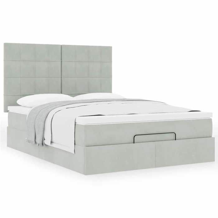Maison Exclusive - Cadre de lit ottoman avec matelas gris clair 140x200 cm velours