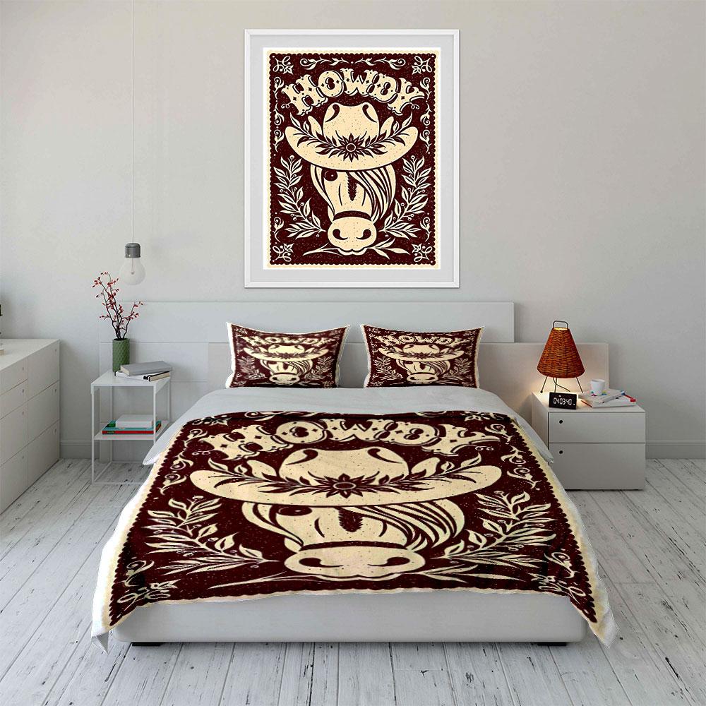 Cow, hat, floral accents. Bedding sets Duvet cover sets Duvet covers Pillowcases(1 * Duvet Cover 2 * Pillowcases without duvet insert)