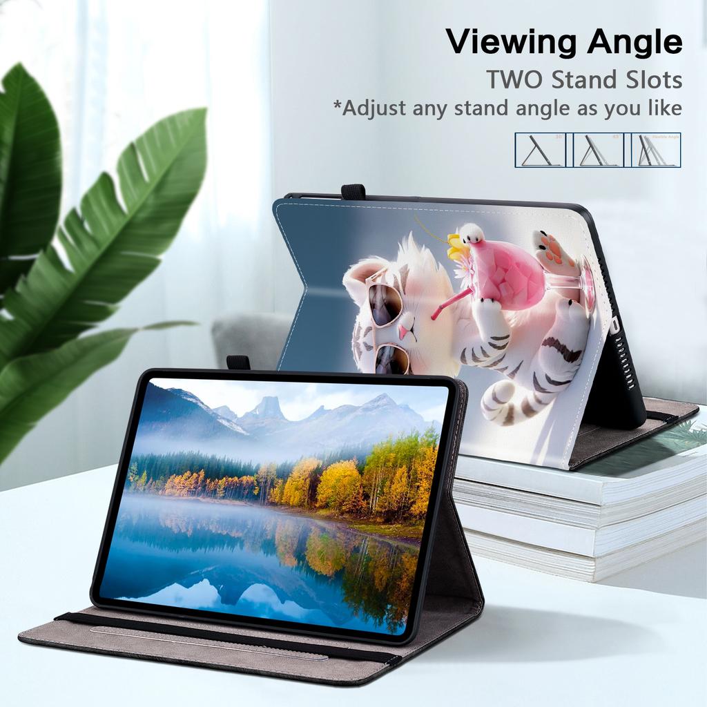 Чехол из искусственной кожи для планшета Samsung Galaxy Tab S7+ (12,4 дюйма)-11 стилей! Прочный, с 2 слотами для подставки, держателем для карандашей и слотами для карт, гибкая задняя крышка из ТПУ