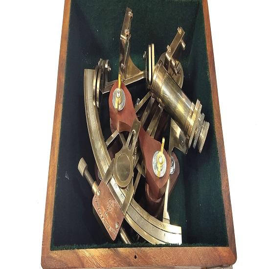 Морской секстант из старинной латуни, винтажная латунь, 20,32 см', морской секстант с коробкой из твердого дерева