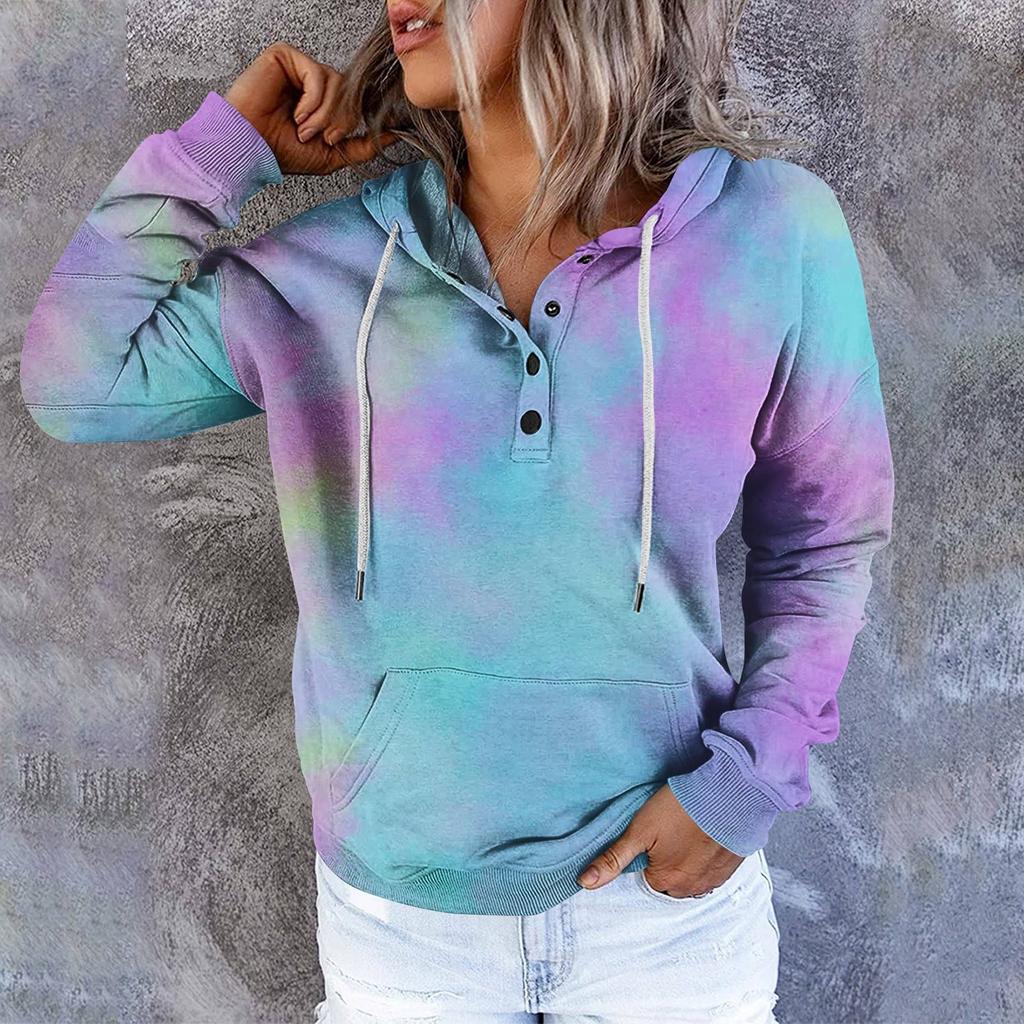 Женские толстовки с капюшоном на пуговицах и шнуровке, пуловеры, повседневные топы с длинными рукавами, рубашки
