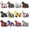 Medieval Military War Horse Figure Building Blocks Toys Knights Castle British Rose War Mount Saddle Pedal Children's Gifts B092
