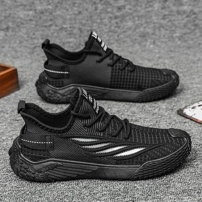Мода 2025 Осень Повседневная Ходьба Бег Сетчатые Дышащие Плоская Подошва Вязаная Обувь Спортивная Мужская Обувь Большие Размеры Zapatillas Hombre