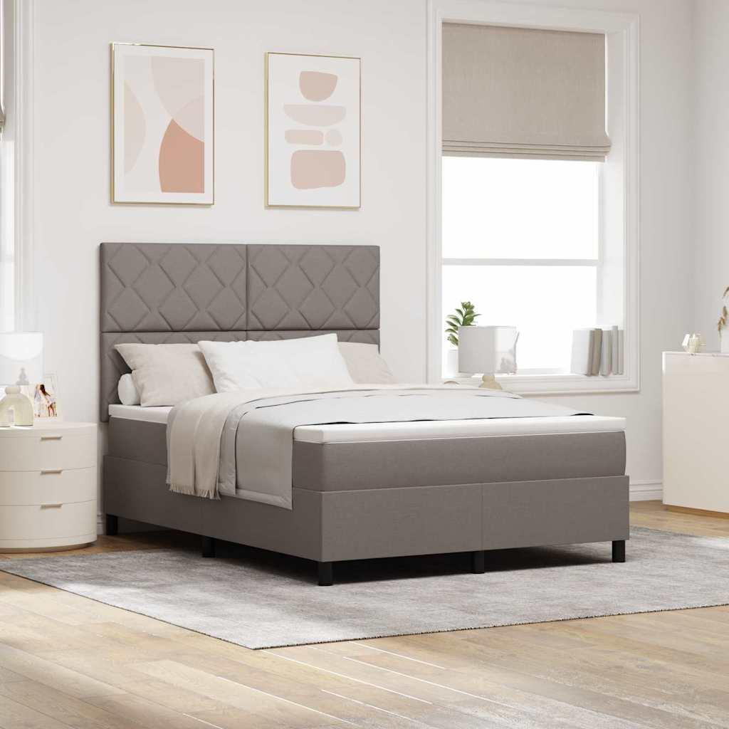 Box Spring Bed with Headboard Taupe 140 x 190 cm Fabric