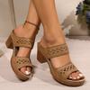 Fashion Retro Hollow Out Thick-Heeled Sandals Women Summer Lightweight High Heels Slippers Woman Plus Size Outdoor Platform Sandles 43