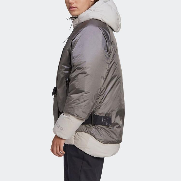 adidas Спортивная двухслойная куртка с капюшоном, женская куртка металлик-серый FT2459