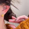 Золотые серьги-гвоздики с камелией, женские, ретро, легкая роскошь, минималистичные, персонализированные, для продвинутого темперамента, повседневные серьги