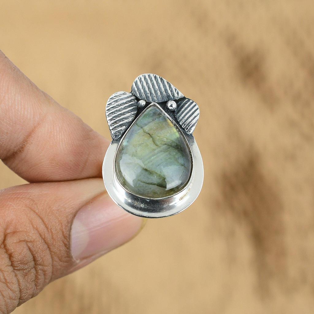 Распродажа ко Дню матери Кольцо-заявление из стерлингового серебра с лабрадоритом