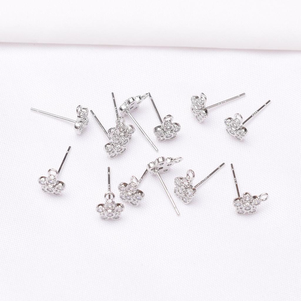 10 шт. 14-каратное золотое покрытие в форме бабочки с микро-инкрустацией и подвесными серьгами-гвоздиками, серебряные иглы S925, ювелирные изделия своими руками, иглы для ушей в форме солнца, аксессуары в процессе работы