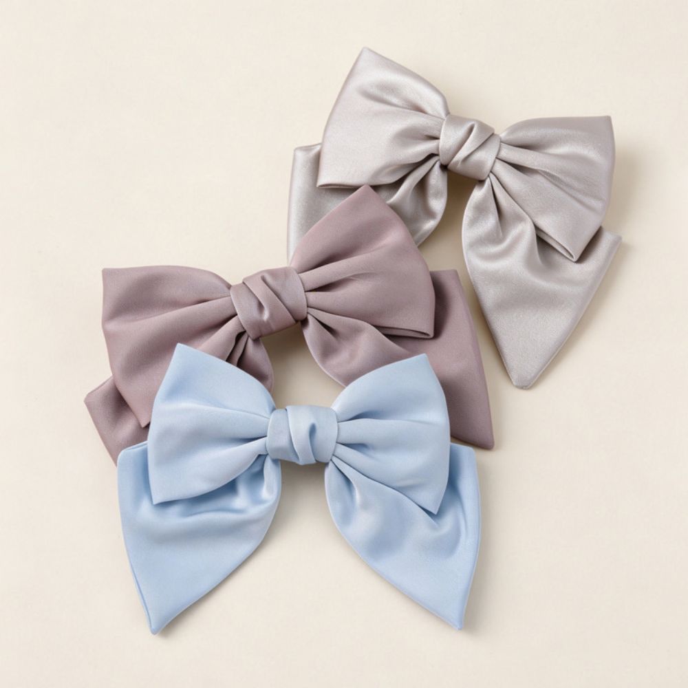 Satin Bowknot Hair Clip Spring Clip Hair Accessory Daily Wear French Hair Bow Clip Girls