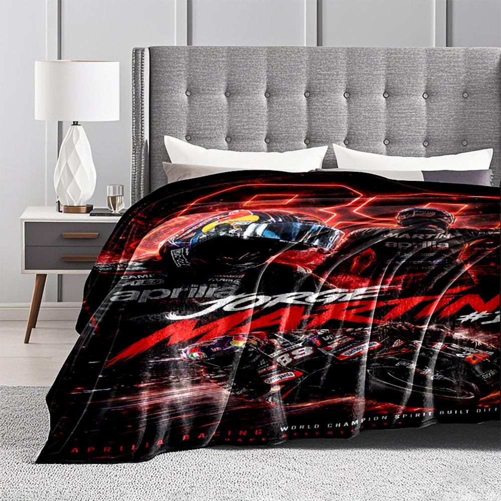 Racing Motorcycle with Dynamic RiderFlannel blanket for bedroom, living room, sofa, and nap