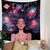 Galaxy Dream Girl with Cosmic Hair Patterned Tapestry Decorative Wall Hanging, Home Bedroom Living Room Decor