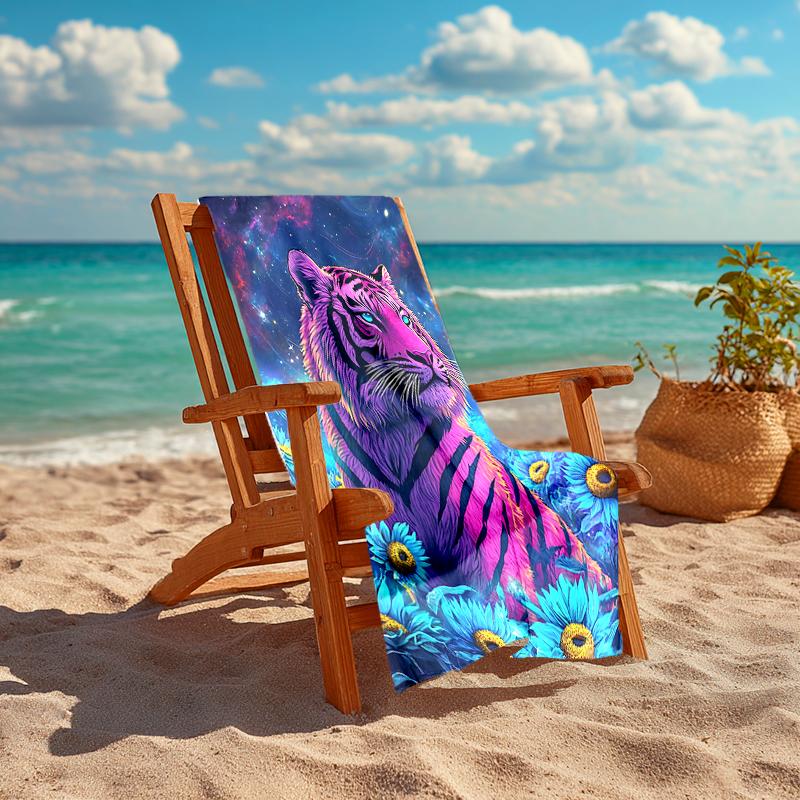 1Pc Neon Tiger Flowers Beach Towel Quick Dry Multiuse For Beach Pool Gym Yoga Home Travel Christmas Halloween Xmas Gift G1179