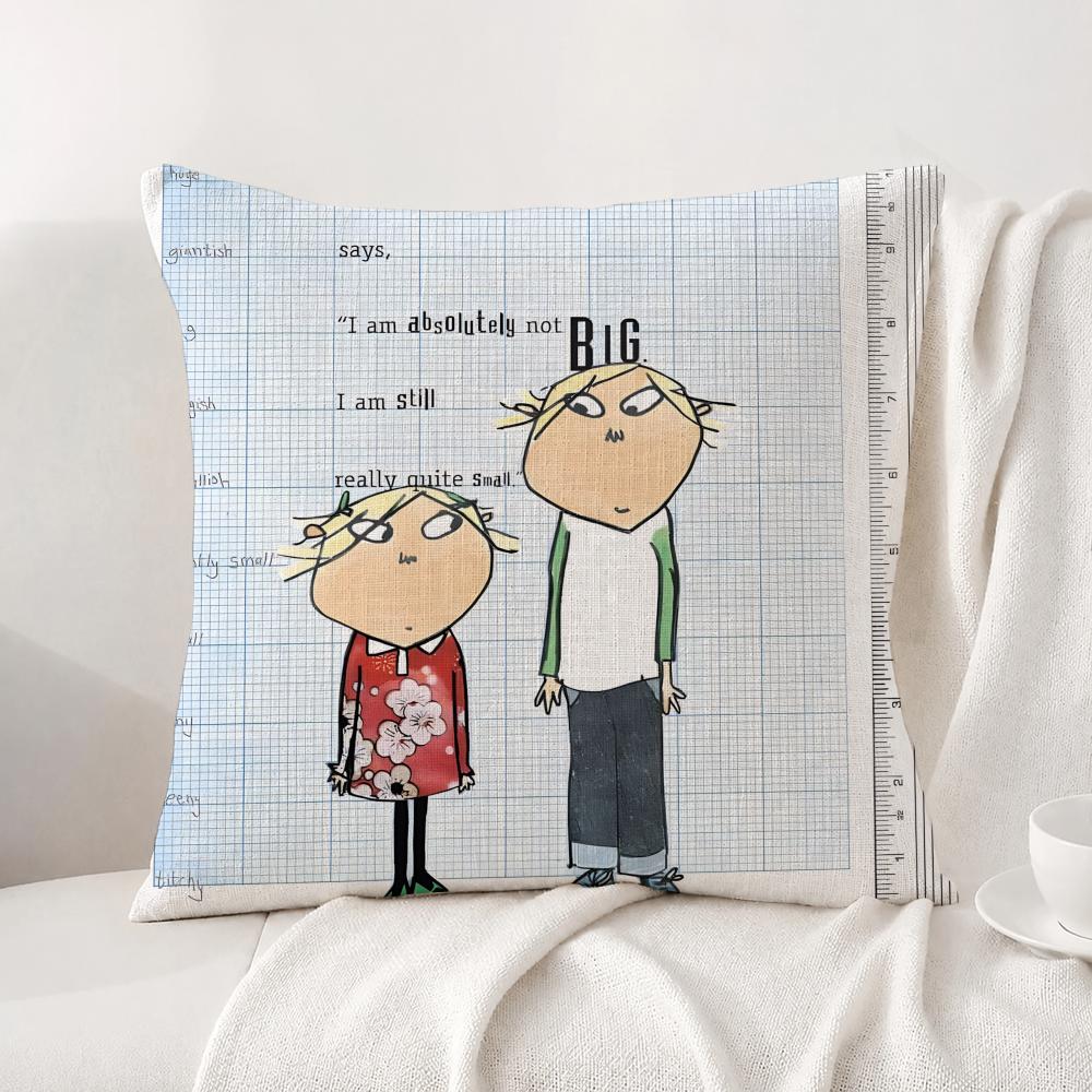 TV Series Charlie and Lola Cushion Cover Natural Linen Pillowcase Set AllinOne Decor Cushion Cover for Sofa Bedroom Chair