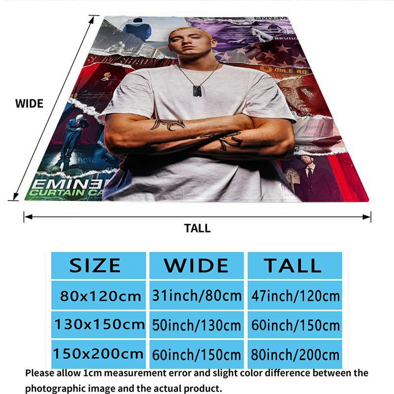 1PC Eminem Patterned Flannel Blanket Suitable For All Seasons For Home Decor Warmth And Comfort Gifts Holiday Present
