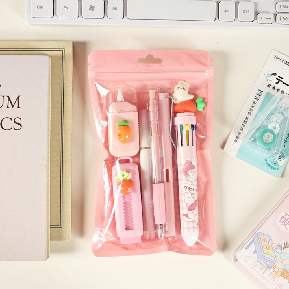 Portable Stationery Set 6-in-1 Ballpoint Pen Durable Pencil Eraser Students Gift