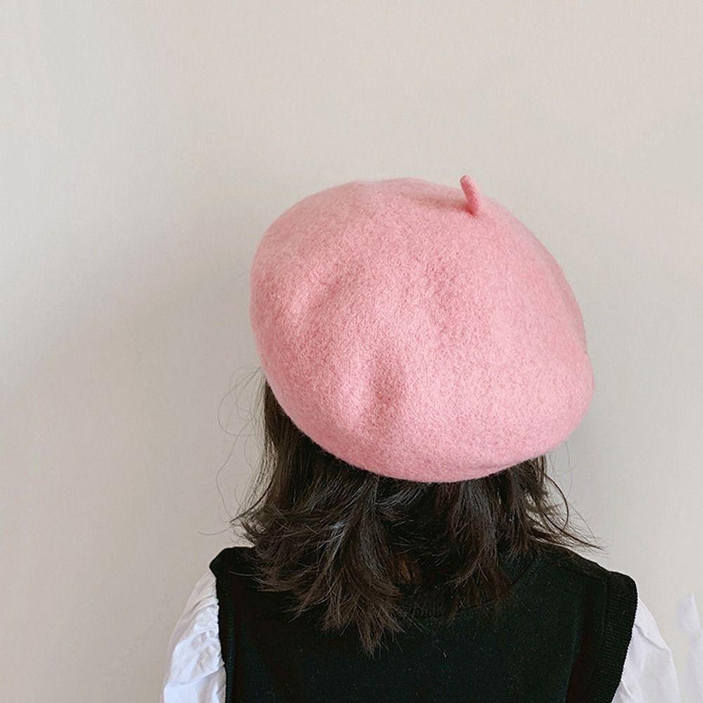 Color Kids Caps Flattish Cap Warm Hat Baby Wool Hat Girl Beret Children's Caps Children's Beret