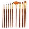 10Pcs/Set Nylon Bristles Watercolor Gouache Painting Pen Round Flat Angle Drawing Art Brush  Gouache