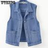 Women's Denim Vest Women's Large Size Vest Spring and Autumn Styles Big Pocket Vest