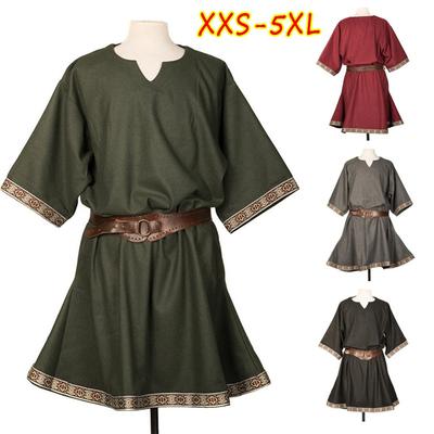 Средневековый костюм унисекс на Хэллоуин, туника эпохи Возрождения, рыцарь викингов, пиратские винтажные рубашки воина без пояса