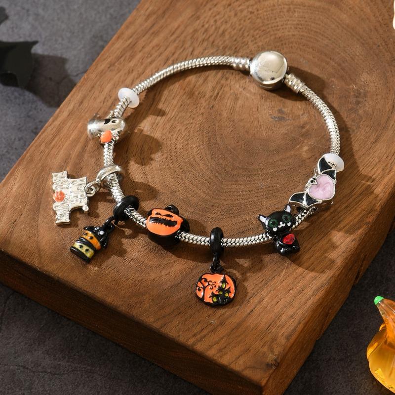 Halloween Pumpkin Bracelet Ornaments Niche Premium Hip Hop Cold Metal Ghost Bracelet