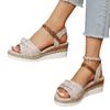 Women's Sandals New Retro Metal Fashion Leopard Print  Decoration Wedges Sandalias Non-Slip Peep Toe Sandalias Mujer Plus Size