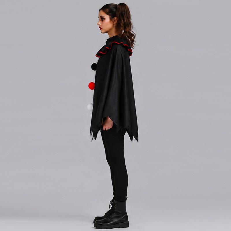 Scary Joker Cosplay Costume Black White Cloak Halloween Party Stage Performance Outfit