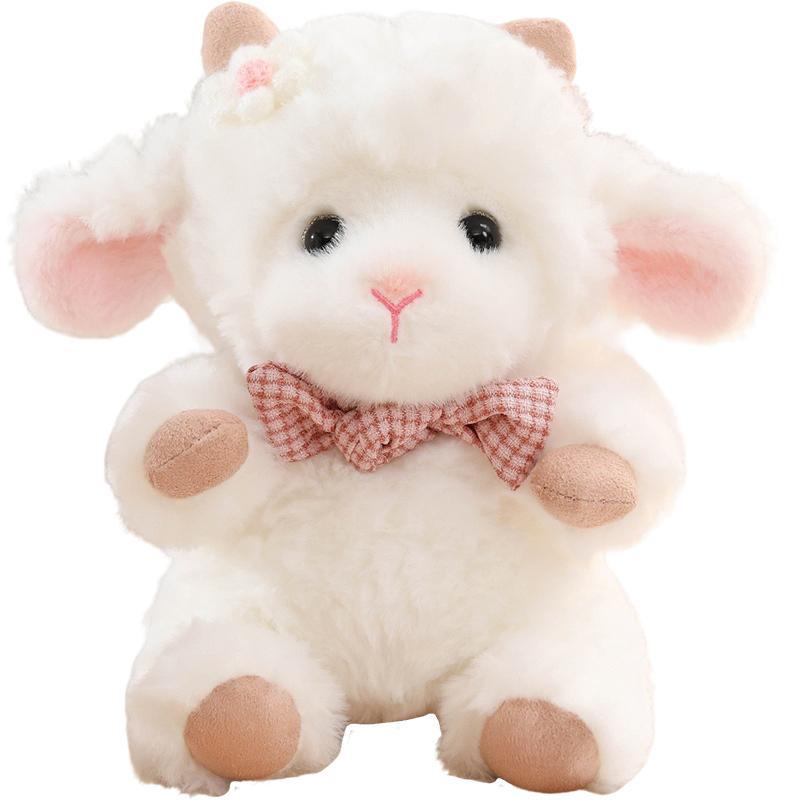 Soft Angel Sheep Plush Toy White Fluffy Curly Plush Filled Pp Cotton Detachable Scarf Blue Pink Green 23cm Home Decor Gift