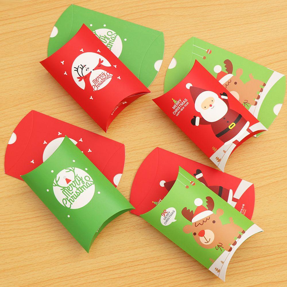 5/10PCS Cute Party Present pouch Kraft Gift Bag Christmas Paper Candy Boxes Pillow Shape