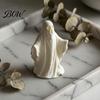 Halloween Window Decorations 3D Printed Ghost Statue Ornament, Funny Figurine, Minimalist Pleated Ornaments Cloak Sculpture for Home Tabletop