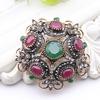 Women's Flower Brooch Resin Vintage Gold Color Hollowed-out Round Star Brooch