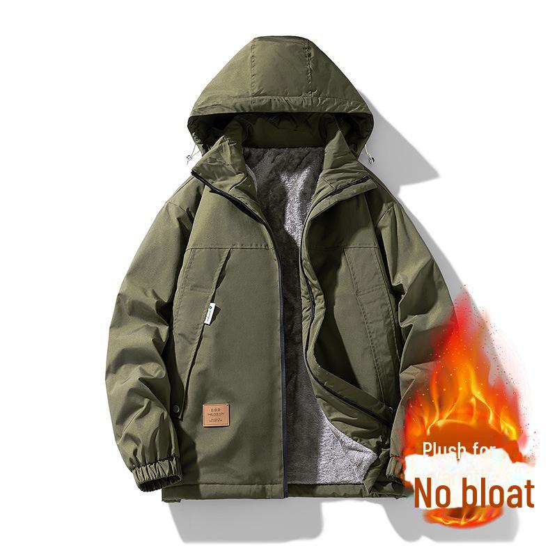 Мужская повседневная ветрозащитная куртка с капюшоном - свободный крой, эластичный шнурок, однотонный цвет, большой размер, модный верх