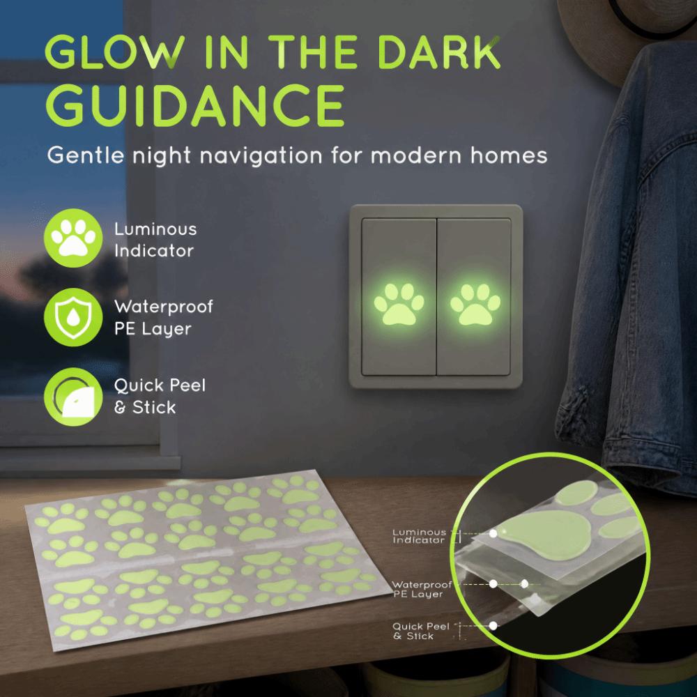 10/20Pcs Glow-in-the-Dark Paw Print Wall Decals Glowing Window Sticker Decor Accessories