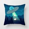 Cartoon Astronaut & Rocket Spaceship Pillow Cover Decor Space Theme Cushion Case for Sofa Bedroom, Galaxy Print  Pillow Cover