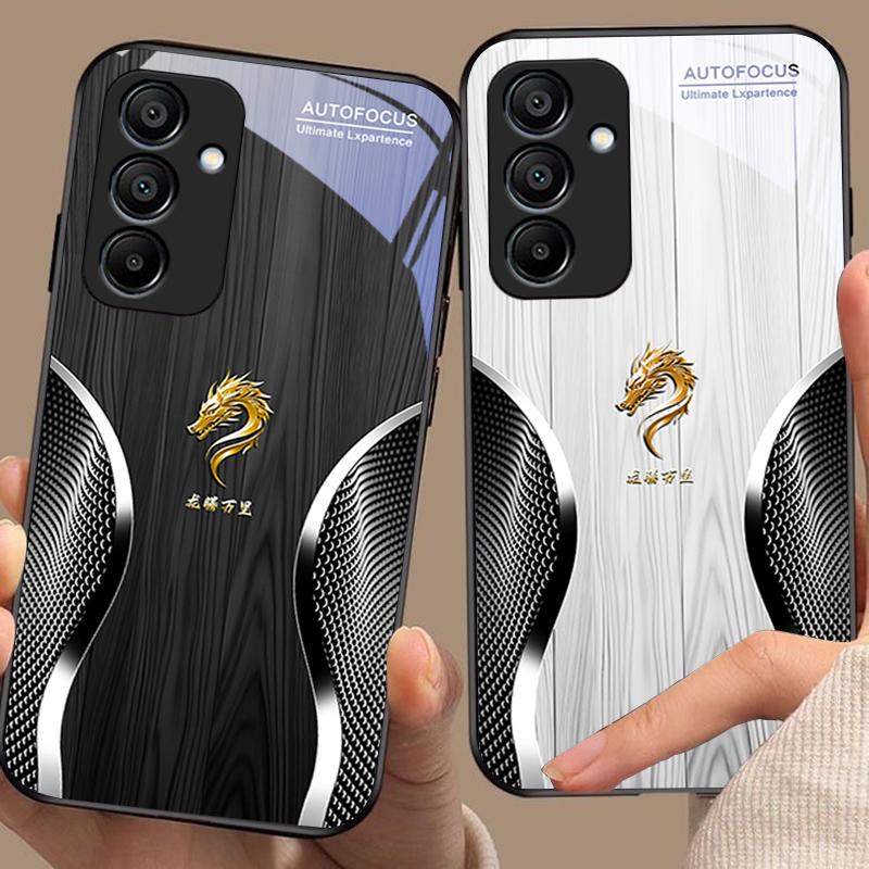 Деревянный Дракон Черный Для Samsung Galaxy A15 5G 54 4G 51 50 24 35 90 71 12 51 53 52S 80 22 34 Черный Чехол для телефона из закаленного стекла