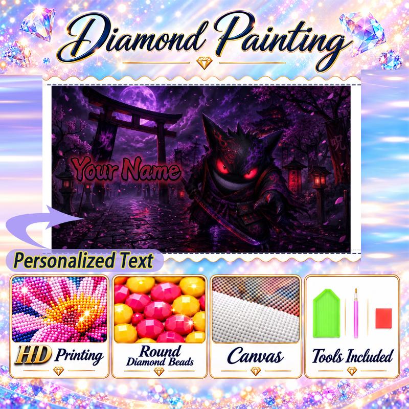 Personalized Gengar Diamond Art Custom Name 5D Diamond Painting Full Drill DIY Craft