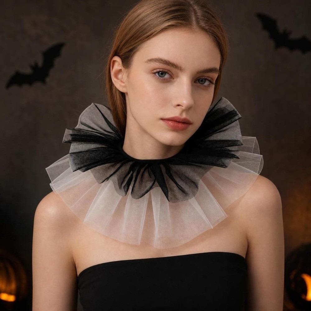 Detachable Fake Collar Shawl Ruffle Mesh Makeup Neck Shawl Vintage Neck Collar Cosplay Event