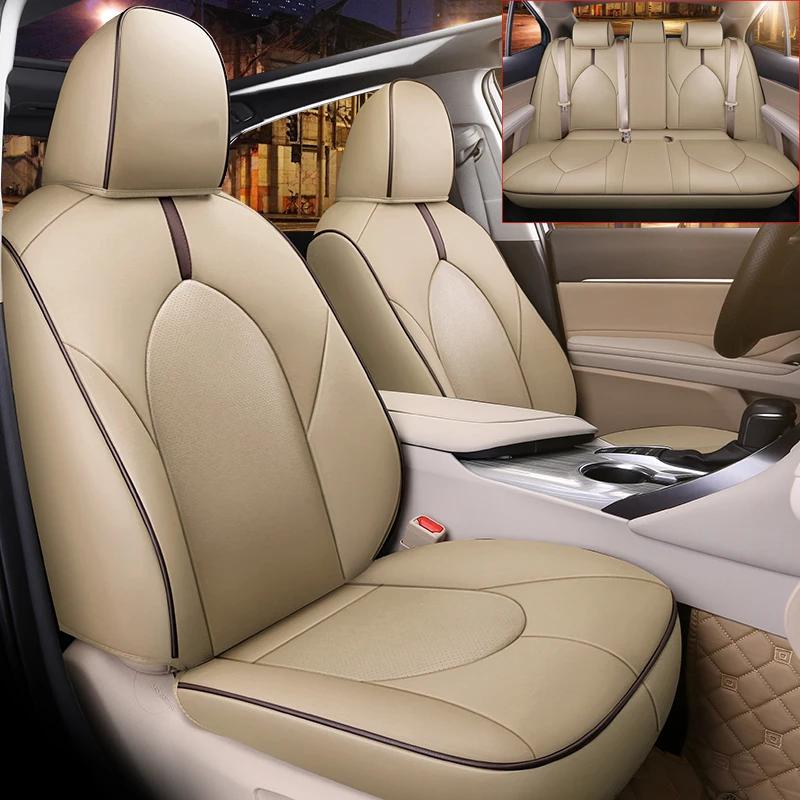 Чехлы на сиденья автомобиля из искусственной кожи для Toyota Camry 2018 2019 2026 2026 2026 Водонепроницаемые автомобильные подушки на сиденья Премиум Полный комплект